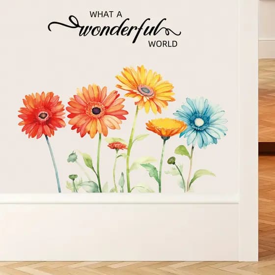 Flor auto-adesivo adesivos de parede colorido crisântemo foto casa quarto das crianças decoração adesivos