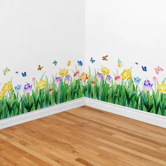 Adesivos de parede planta flor rodapé adesivos de parede sala estar fundo decoração da sala adesivos de parede