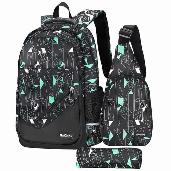 Mochila Escolar Masculina Kit 3 Peças Grande Impermeável para Ensino Fundamental, Médio e Universidade