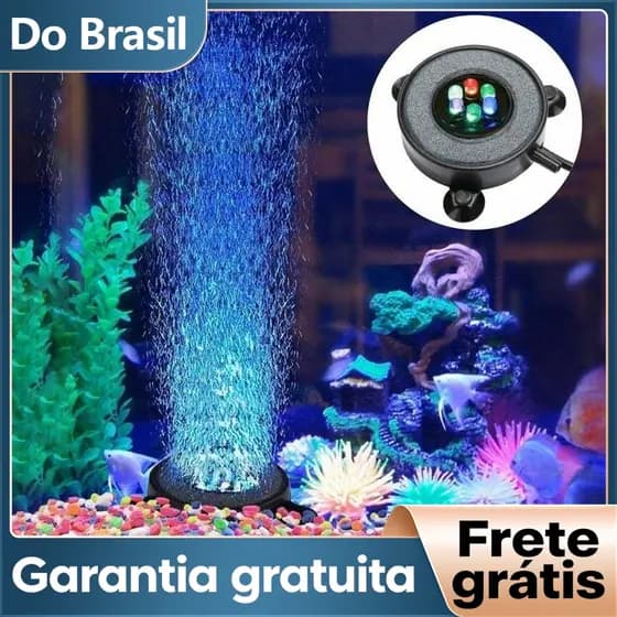 NewPet Luz com Bolhas para Aquário, Placa Decorativa de Pedra com LED, Cores Ajustáveis e Oxigenação Integrada