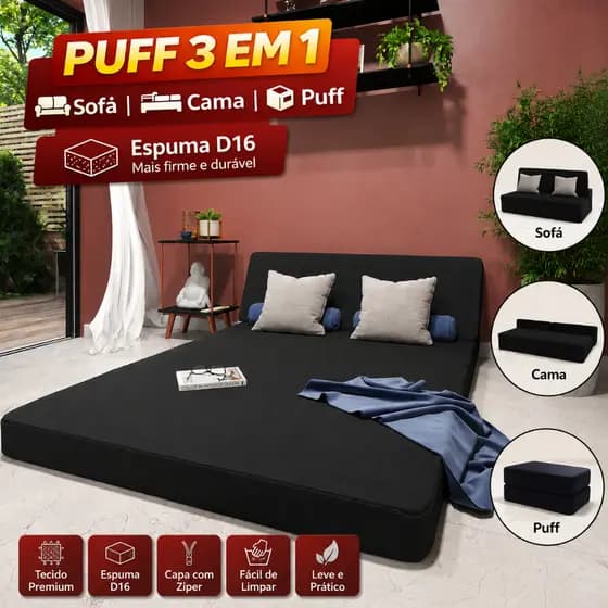 Puff multi uso vira Colchão colchonete tamanho casal 2 pessoas para acampamento camping barraca