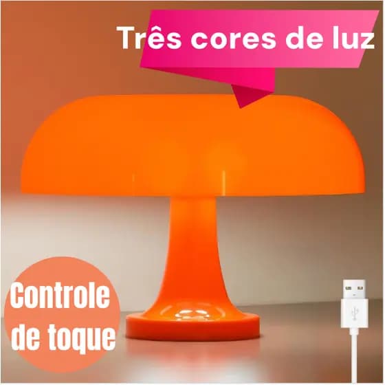 Abajur de Led Cogumelo Luminária Retrô USB para Estudo Quarto Sala Decoração Vintage