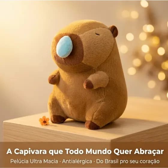 Pelúcia Capivara Macia Abraçável Infantil l com Função de Puxar e Antialérgica