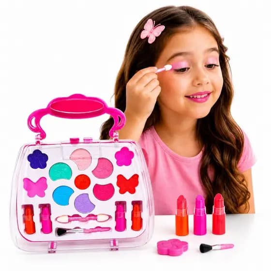 Kit Maquiagem Infantil Completo Maleta Menina Brinquedo Com Batom Sombras