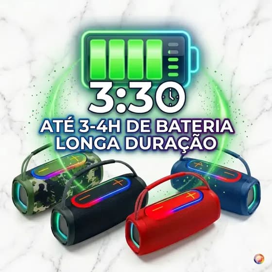 Caixa de Som Bluetooth 5.3 Portátil e Sem Fio - Som Potente, Suporte Multifuncional
