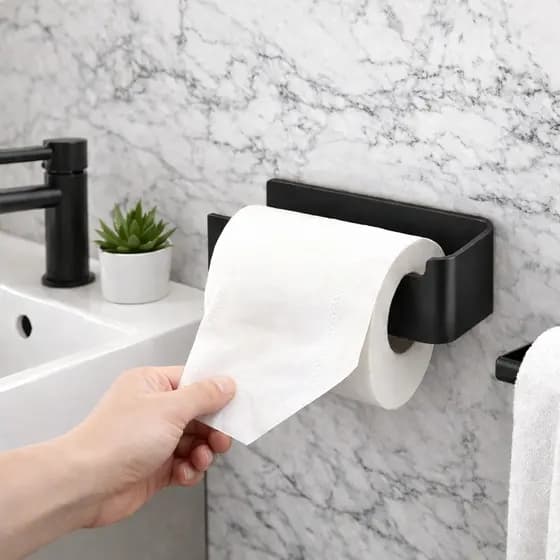 Porta Rolo de Papel Higiênico Suporte Parede Adesivo Prateleira Banheiro