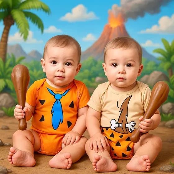 Body temático bebê Bambam Body dos Flintstones Body Fred flintstones Fantasia para bebê Menino Body Mesversario Bambam