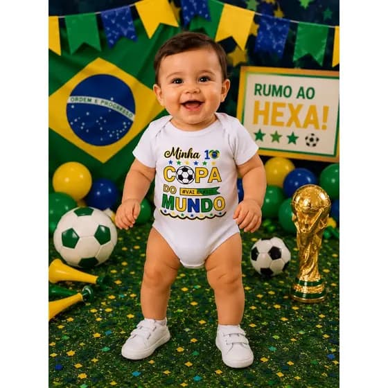 Body Brasil Bebê Body Minha Primeira Copa Body Temático Brasil Body Frases Roupa Brasil Bebê Body Bebê Body Unissex