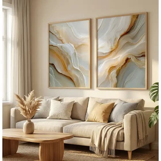 Kit 2 Quadros Decorativos Para Sala Quadro Com Moldura Vidro Grande Quadro Escritório Estilo Gesso