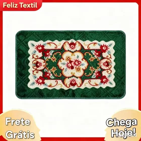 Tapete Floral Geometreco Antiderrapante 60cm x 90cm Para Quartos, Sala Boa Qualidade
