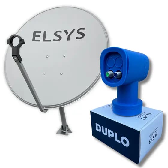 Antena Digital Parabólica Elsys Offset Chapa 60cm Ku 5g + Lnbf Duplo Elsys