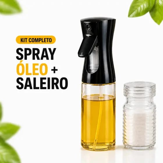 Kit Spray Pulverizador de Azeite 200 ml Borrifador Óleo Vinagre + Saleiro