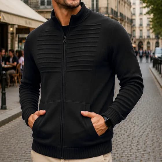 Jaqueta Masculina Casaco Lã Blusa De Frio Inverno Tricô Com Bolsos