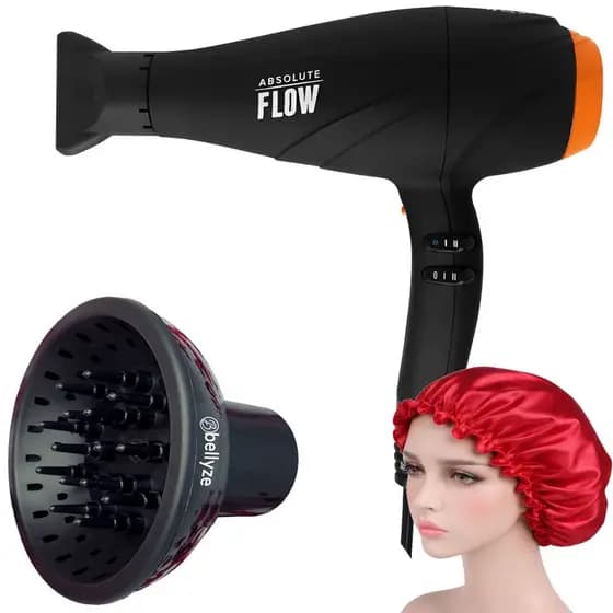 Secador De Cabelo Gama Italy 2300w Absolute Flow Ions Profissional Salão Difusor Cachos Touca