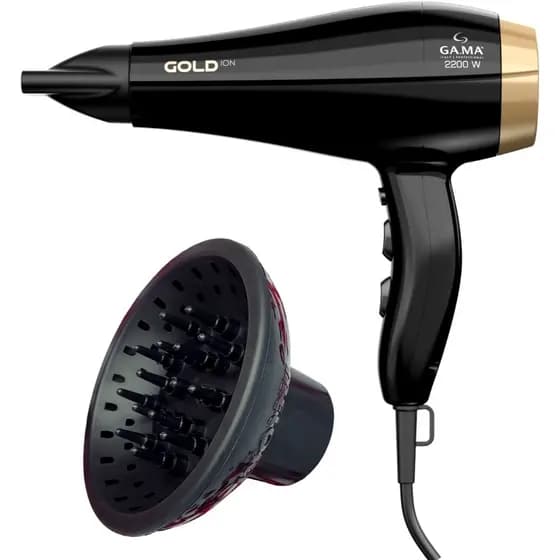 Secador De Cabelo Gama Italy 2200w Gold Ions Óleo de Argan Profissional Salão Ar Quente e Frio Com Difusor De Cachos