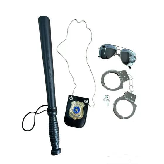Kit Fantasia Policial Algema+Cassetete+Óculos