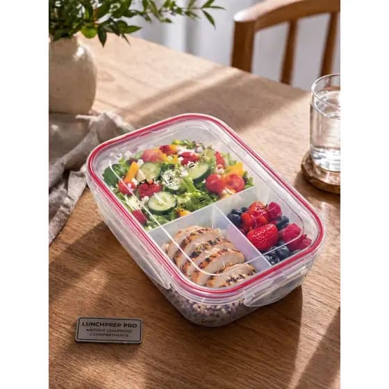 Pote Marmita Transparente 1L Tampa com detalhe Vermelha Apto Micro-ondas e Freezer