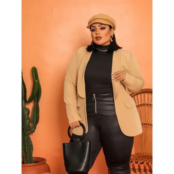 Blazer Alfaiaratia Plus Size Elegante Musso Terninho G1 G2 G3