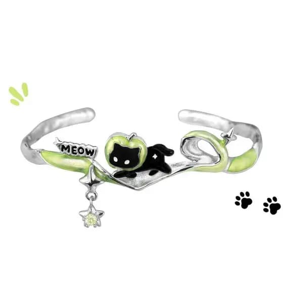 Original gato preto verde maçã casca pulseira High-End doce legal nova pulseira nicho Design pulseira