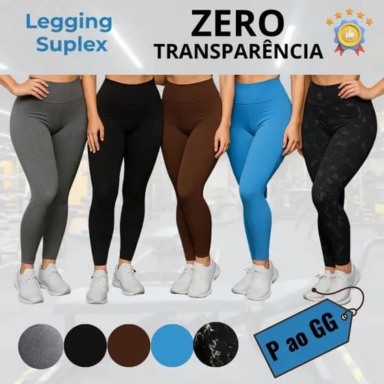 Conjunto Legging Supplex Taidai Fitness ou Unitário Zero Transparência Cós Alto Linha Premium