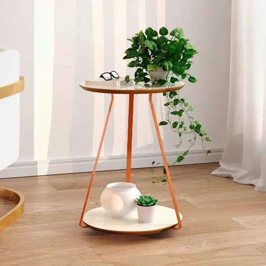 Mesa De Cabeceira Lateral Para Sala Canto Decorativa Redonda E Lateral Ferro