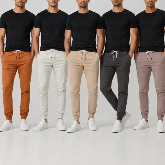 Calça Jogger Masculina Sarja com Elastano Punho Elástico Casual Confortável