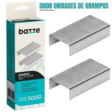 Grampo Para Grampeador, Bazze, 26/6, Galvanizado, Caixa c/ 5000 Unds.