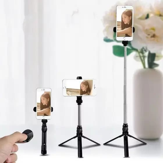 TRIPÉ COM BASTÃO DE SELFIE E BLUETOOTH /COM 1M DE ALTURA
