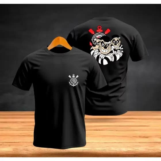 Camiseta Timão Futebol Gola Redonda 100% Algodão Camisa Irmãos Metralha Time Golll Corinthians