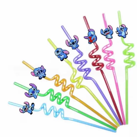 20 canudos plásticos reutilizáveis Disney Stitch adequados para festa de aniversário infantil