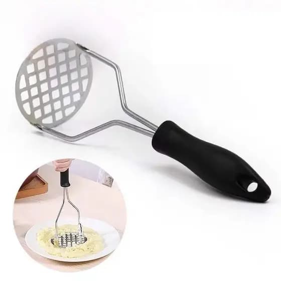 KIT Amassador Batatas Legumes Feijão Aço Inox Cabo De Plastico