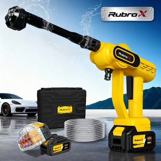 RubroX GT7 Lavadora de Alta Pressão 6IN1 Sem Fio Portátil Recarregável Com Maleta e 2 Bateria