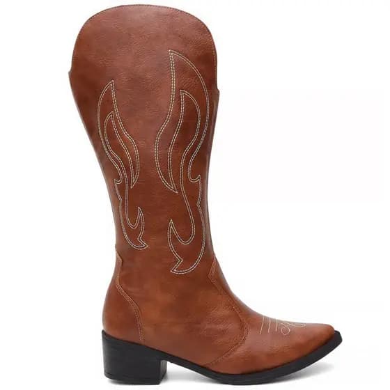 Bota Feminina Cano Alto Western Bordado Preto Ref(0001)