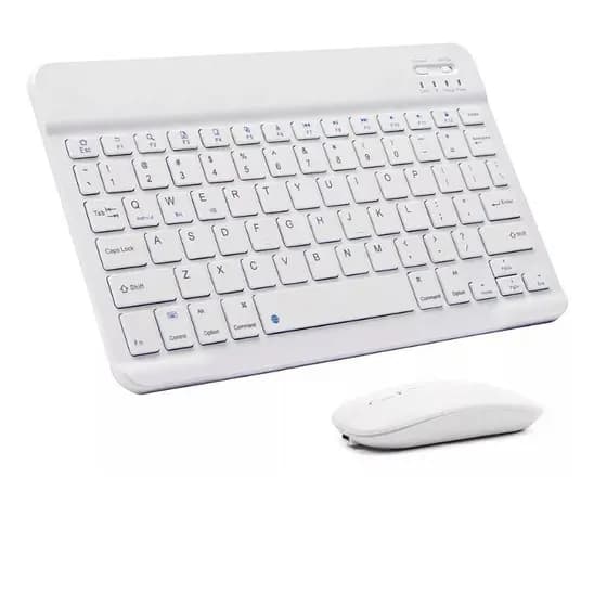 Conjunto de Teclado + Mouse Sem Fio Bluetooth Para Notebook e Tablet Branco