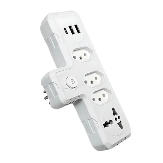 Adaptador para Tomada Benjamin (T) com USB-A e USB-C Bivolt - BM-8704A
