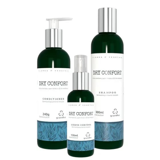 Kit Grandha Dry Confort (Shampoo Condicionador Tônico) Tratamento Capilar Hidratação Intensa Secos!