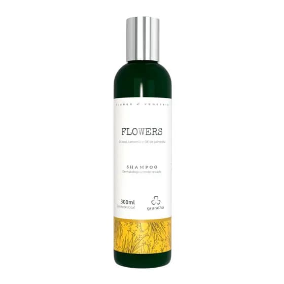 Flores e Vegetais Flowers Shampoo 300ml Couro Sensível Acalmia Fios Finos Limpeza Delicada Camomila.