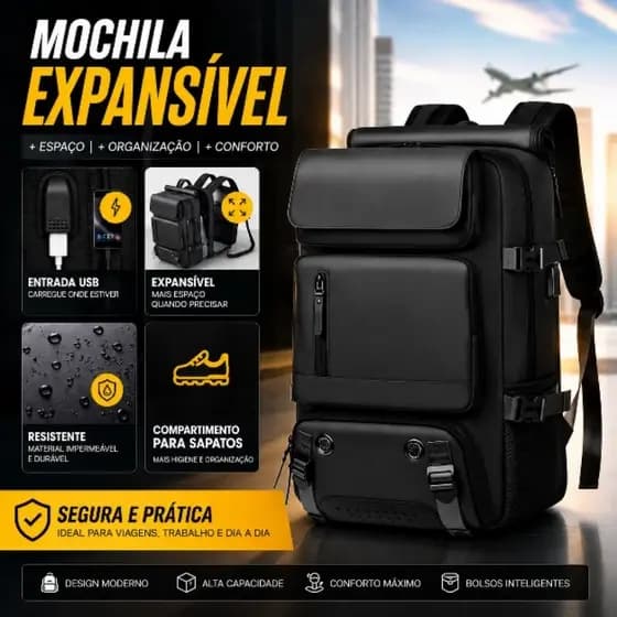 Mochila Executiva Viagem Dobrável USB