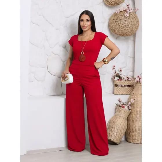 Conjunto Calça Pantalona Com Blusa Moda Feminina Estilo Blogueira