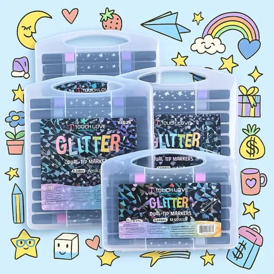 Marcador metálico 24/48/72/96/120 caneta de glitter de cabeça dupla marcador de cabeça dupla brilhante