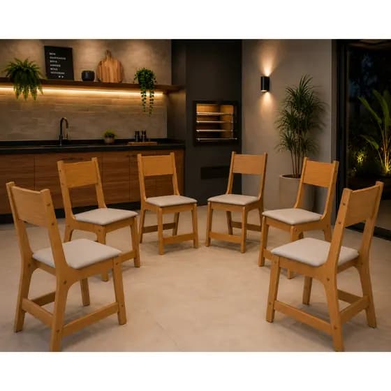 Kit 6 Cadeiras para Sala de Jantar Lisboa Art Moderna, Compactas e Confortáveis