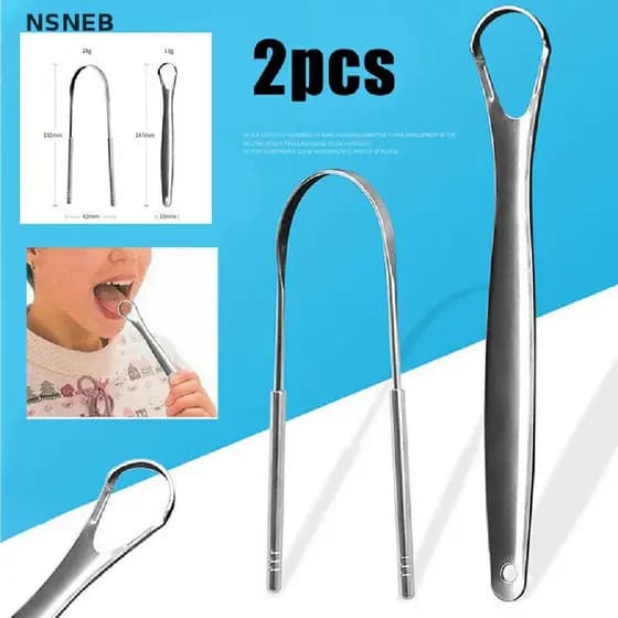 [2PCS Raspador de Língua em Aço Inoxidável, Limpador de Língua, Raspador de Higiene Oral @ # 122br