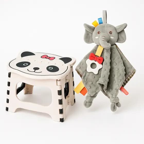 Kit banqueta infantil dobravel + Mordedor Naninha de pelucia
