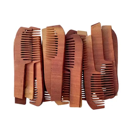 Kit 8 Pentes Rústico de Madeira 22cm Salão Beleza Para Barba e Cabelo, Antiestático e Desembaraça