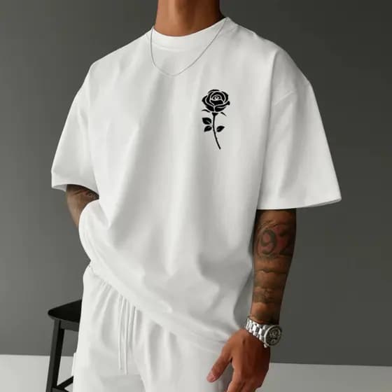 Camiseta Masculina Flor Tecido 100% Algodão Blusa Masculina camiseta streetwear gola redonda casual