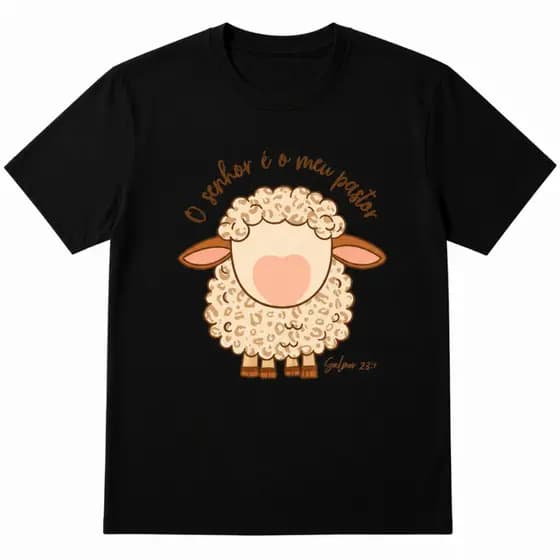 Camiseta Cristã – O Senhor é o Meu Pastor | Salmos 23:🐑 Demonstre sua fé com muito carinho e estilo!