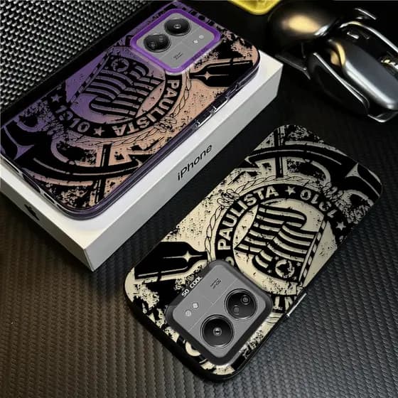 Capinha Corinthians Grafite retrô Para Redmi 14C A3 9A 10C 12 12C 13 13C 14 POCO X3 X5 X6 Capa de telefone Anti-impacto