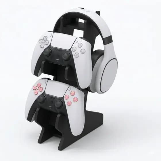 Suporte Mesa Porta Controle Vídeo Game Fone Ps4 Ps5 Xbox One - MDF PRETO