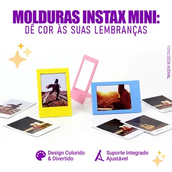 Porta Foto Fujifilm Kit C/5 Molduras coloridas Para Instax 8 9 11 12 Kit com Decoração de Mesa