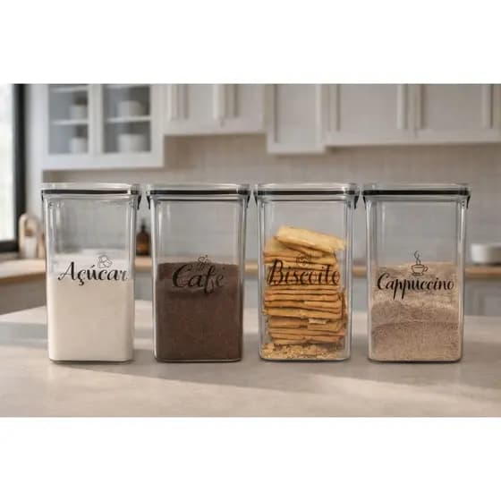 Kit ou Unitário Cantinho do Café-ESCOLHA SEU KIT/Potes Hermêticos Acrílico 1,45L-Organização Cozinha